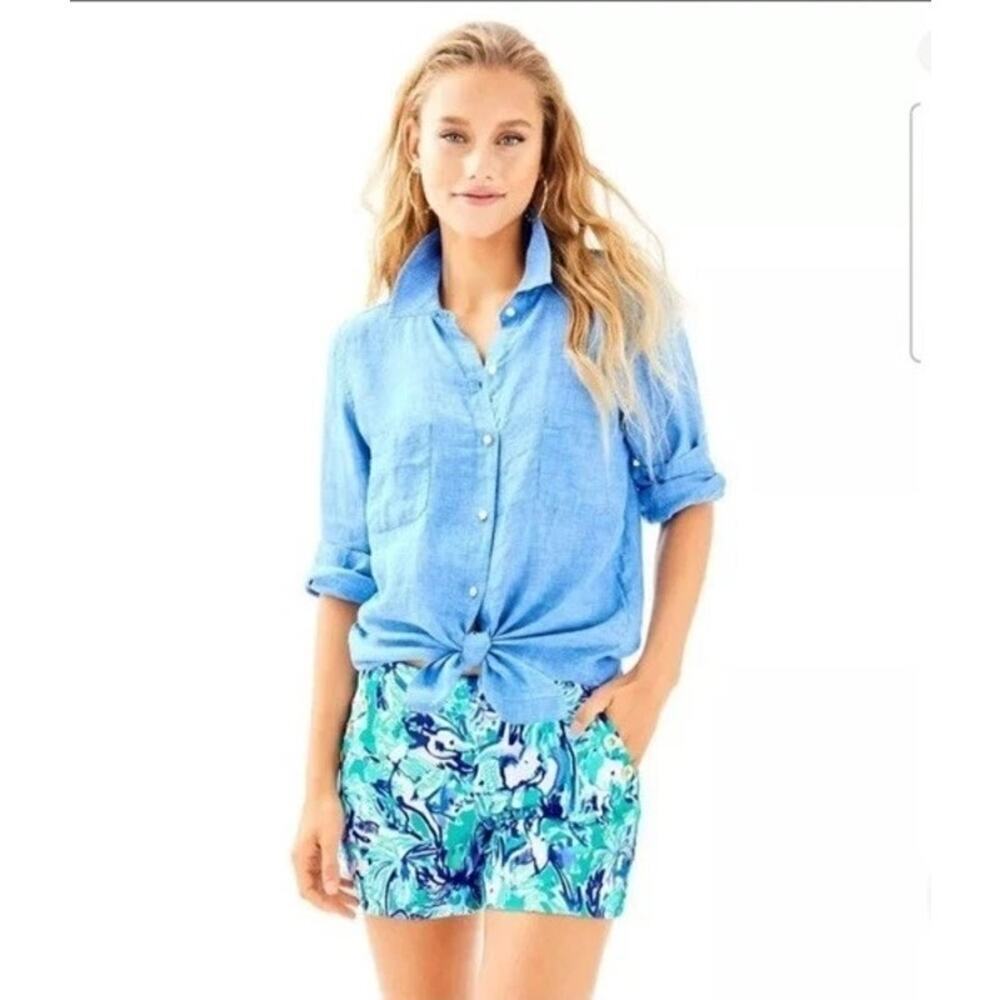 Lilly Pulitzer Elephant Appeal Preppy Resort Marina Knit Stretch Shorts Size 6